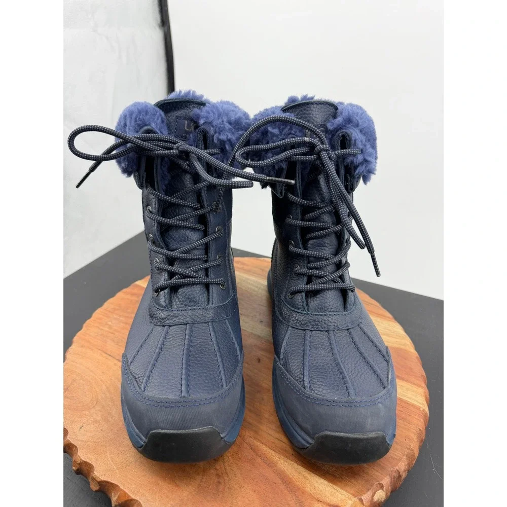 UGG Adirondack III Waterproof Boot Women 8.5 Blue Leather Fur 1095141